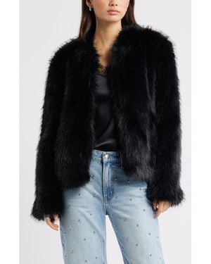 Open Edit Faux Fur Jacket - Black