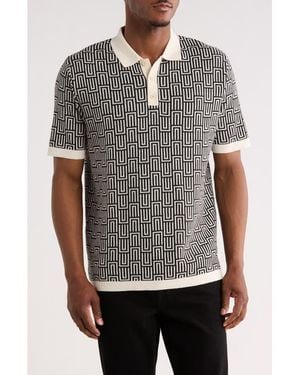 Truth Geometric Knit Polo - Gray