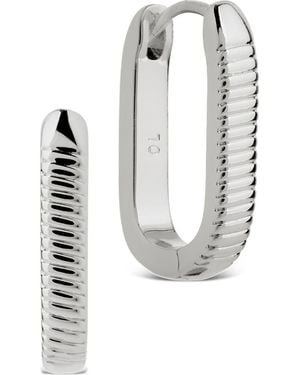 Sterling Forever Elia Textured Rectangle Hoop Earrings - White