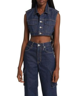 SLVRLAKE Denim Ultracrop Nonstretch Denim Trucker Vest - Blue