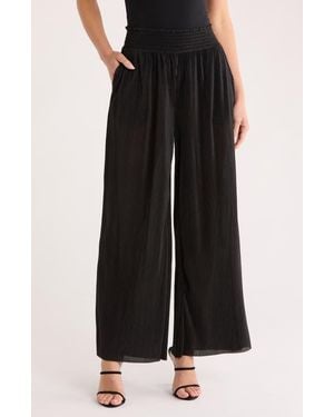 Ellen Tracy Plissé Wide Leg Pants - Black