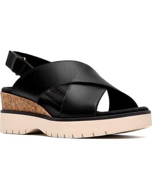 Clarks Diaz Cross Strap Wedge Sandal - Black