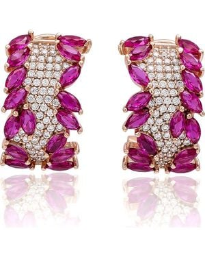 Suzy Levian Cubic Zirconia Huggie Hoop Earrings - Pink