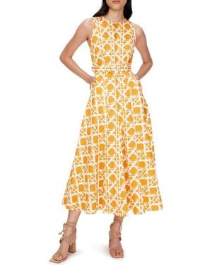 Diane von Furstenberg Elliot Geometric Print Belted Midi Dress - Yellow