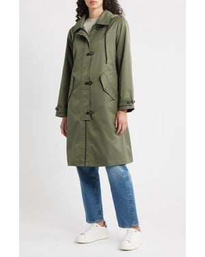 Bernardo Longline Hooded Raincoat - Green