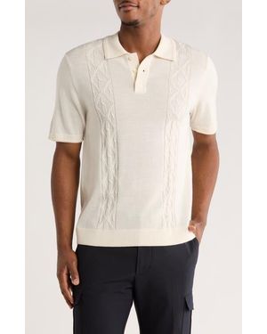 Truth Stitch Panel Wool Blend Polo - White