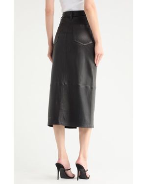 Rag & Bone Clara Leather Midi Skirt - Black
