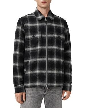 AllSaints Bayo Plaid Cotton Shirt Jacket - Black