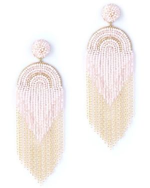 Deepa Gurnani Circe Beaded Fringe Drop Earrings - Pink