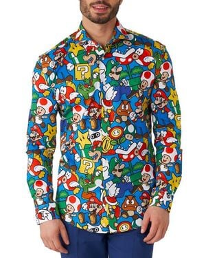 Opposuits Super Mario Button-Up Shirt - Blue