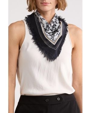 BCBGeneration Sketched Floral Cotton Square Scarf - Black