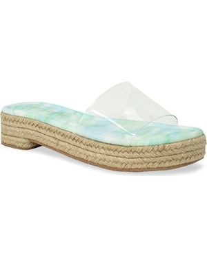 In Touch Footwear Clear Platform Slide Sandal - Blue