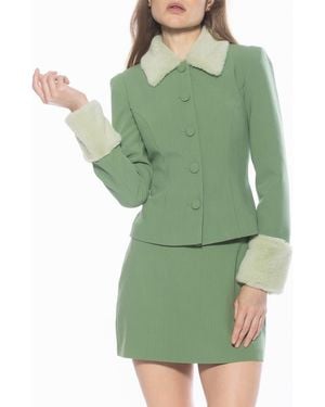 Alexia Admor Fran Faux Fur Trim Twill Jacket - Green