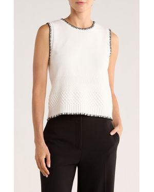 Ellen Tracy Whipstitch Texture Sleeveless Sweater - Natural