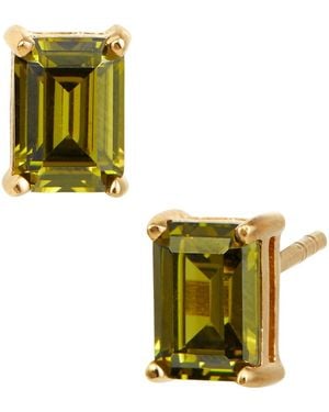 Savvy Cie Jewels Vermeil Sterling Emerald Cut Cz Box Stud Earrings - Green