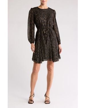 Julia Jordan Metallic Long Sleeve Swing Dress - Black