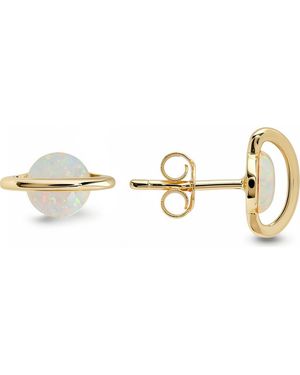 Queen Jewels Opal Saturn Celestial Stud Earrings - Metallic