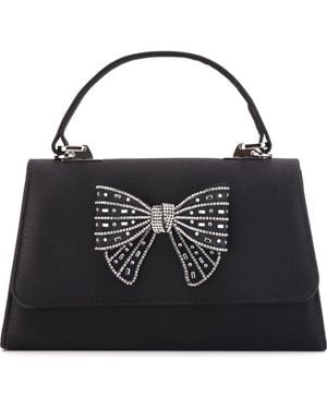 Lady Couture Leslie Crystal Bow Satin Clutch - Black