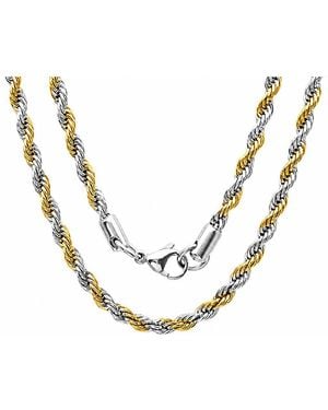 Steeltime Two Tone Stainless Steel Rope Chain Necklace - Metallic