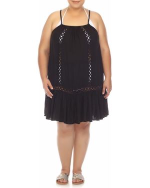 Boho Me Crochet Inset Cover-Up Dress - Black