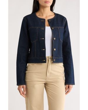 Habitual Collarless Denim Jacket - Blue