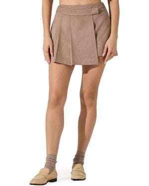 Astr Theodora Faux Suede Miniskirt - Natural