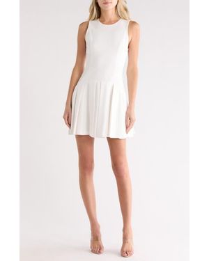 Alice + Olivia Adley Pleated Drop Waist Dress - White