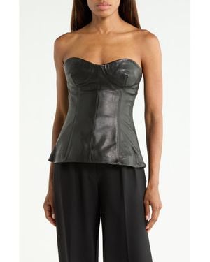 Jonathan Simkhai Tyla Leather Bustier Top - Black