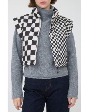 Blu Pepper Checker Print Puffer Vest - Gray