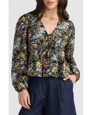NVLT Tie Peplum Top - Black