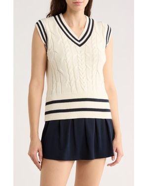 Bobeau Cable Knit Sweater Vest - Natural
