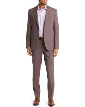 Ted Baker Roger Extra Slim Fit Mini Houndstooth Wool Suit - Brown