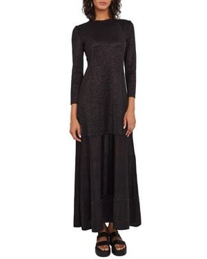 Misook Shimmer Long Sleeve Knit Dress - Black