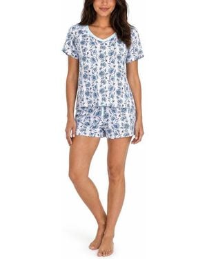 LOFT V-Neck Tee & Shorts Pajama Set - Blue
