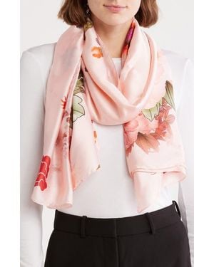 La Fiorentina Floral Print Scarf - Pink