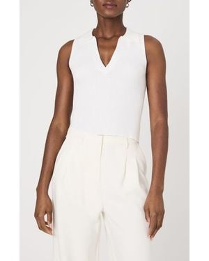 French Connection Mozza Sleeveless Johnny Collar Rib Sweater - White