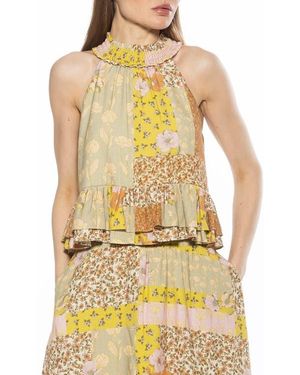Alexia Admor Roth Smocked Ruffle Halter Top - Yellow