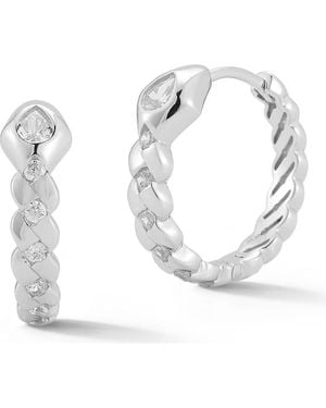 Chloe and Madison Cubic Zirconia Snake Huggie Hoop Earrings - White