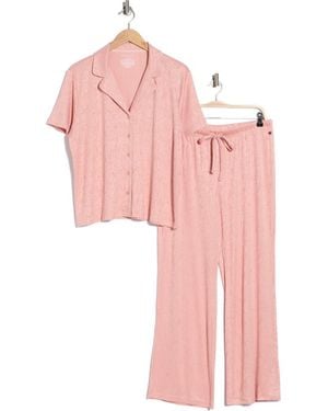 Danskin Notched Top Long Pajamas - Pink