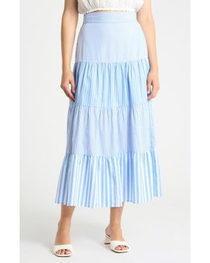 J.McLaughlin Shelly Tiered Midi Skirt - Blue