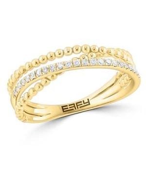 Effy Diamond Crossover Ring - Metallic