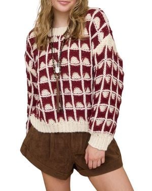 Blu Pepper Open Stitch Sweater - Red