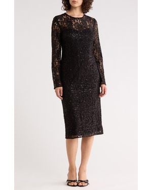 Julia Jordan Long Sleeve Lace Sequin Dress - Black
