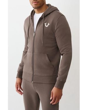 TRUE RELIGION True Embroidered Zip Hoodie - Brown