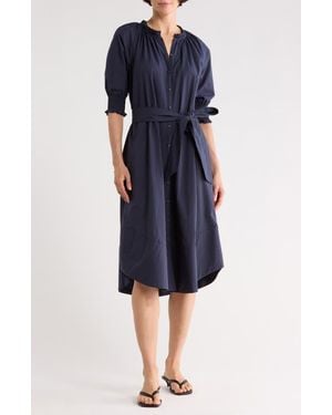 Ramy Brook Kleo Puff Sleeve Cotton Shirtdress - Blue