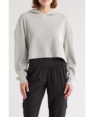 X By Gottex Crop Rib Hoodie - Gray