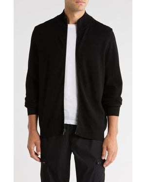 Tahari Full Zip Jersey Sweater - Black