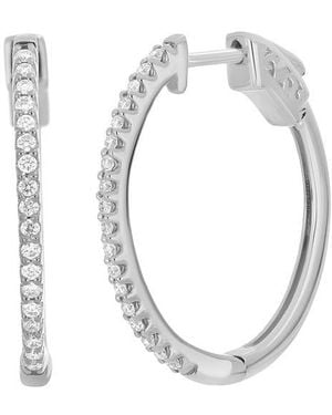 CARRIERE JEWELRY Diamond Oval Hoop Earrings - White