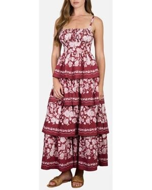 Blu Pepper Floral Tiered Midi Dress