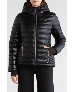 Tommy Hilfiger Zip Hooded Packable Puffer Jacket - Black